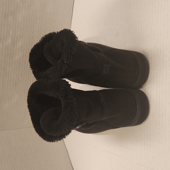 Old Navy Ankle Boots Size 8 Faux Fur Black Faux Suade Outside - Picture 4 of 7